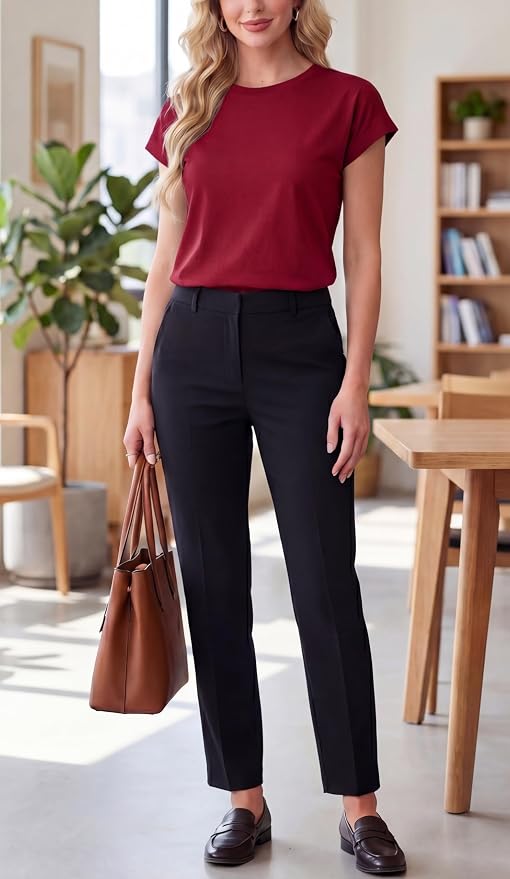 GRECERELLE Womens Summer Tops Cap Sleeve Crew Neck Basic T-Shirt | Everyday Casual Wear, Layering Friendly, Wrinkle-Resistant, Business Casual Ready, Lightweight & Packable, Capsule Wardrobe