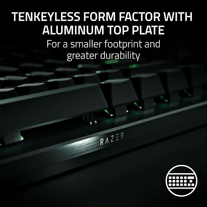 Razer Huntsman V3 Pro TKL Esports Gaming Keyboard, Black | Analog Optical Switches, Snap Tap, Rapid Trigger, Adjustable Actuation, Media Keys & Dial, Doubleshot PBT Keycaps, Wrist Rest
