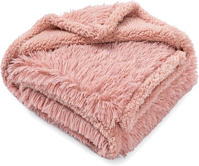 Pink Fluffy Waterproof Dog Blanket Long Faux Fur 85x57in Big Pet Blankets Cozy Warm Couch Mat King Size Bed Cover Washable(Pink,XL-85 * 57in)