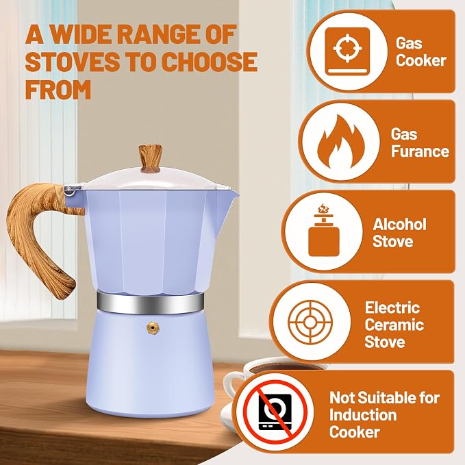 12 Cup Aluminum Espresso Stovetop Moka Pot Express Coffee Maker Percolator Italian Classic Mocha Coffee Machine for Italian and Cuban Cafe Brewing for Home & Camping 600ml 20oz