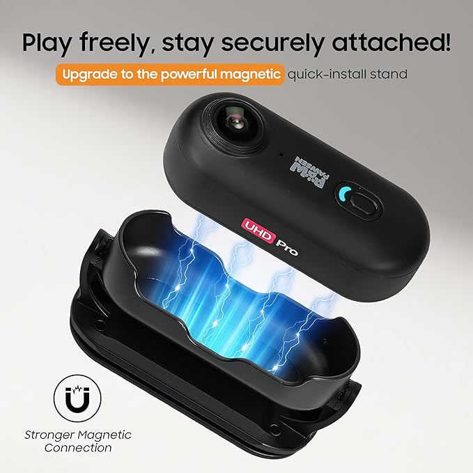 4K UHD Cat& Dog Pet Camera Collar, Video Recorder with Phone App View, Outdoor & Indoor POV Action Cam for Kitty and Big Cats(Black - Pink Waterproof Collar - S, 64g)