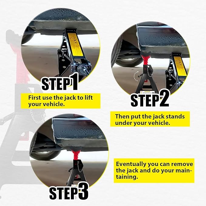 YATOINTO Jack Stands 3 Ton (6,600 LBs) with Double Pin Locking, Car Jack Stand 11.22"-16.54" Adjustable with Rubber Pads, Jack Stands for Trucks,Home,Garage, SUV, Pickup,Car,UTV/ATV,1 Pair