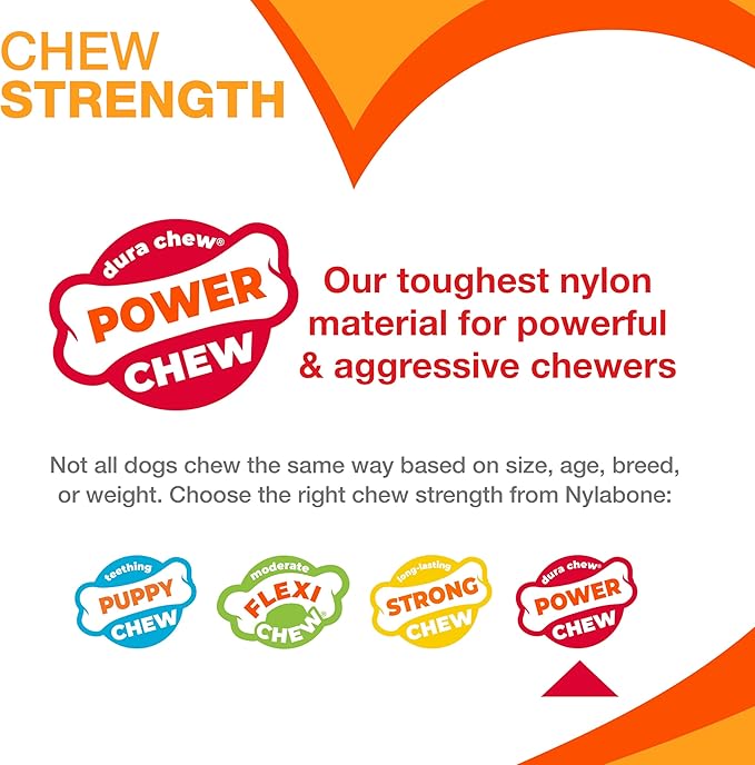 Nylabone Original Bone Power Chew Toy for Dogs, Durable & Tough Dog Toys for Aggressive Chewers, Original Flavor, Small - Up to 25 Ibs, 1 Count