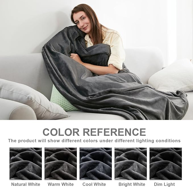 Hansleep Queen Dark Grey Fleece Blanket, Soft Flannel Bed Blanket | Fuzzy Cozy Blanket 90x90 Inches, Multi-use for Bed, Sofa, Couch, Travel, Camping, All Season Warm Lightweight Cover