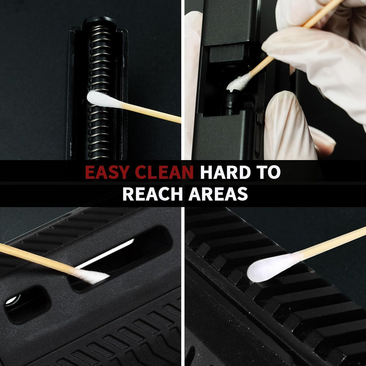 PINGMIC Gun Cleaning Supplies - Lint-Free Cotton Swabs & Patches Set for All Caliber Firearms | 6" Swabs