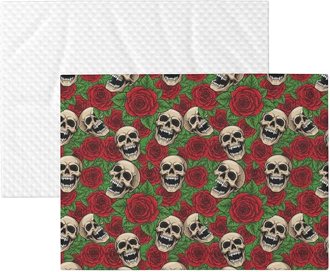 Pet Blanket for Travel and Home, Floral Rose Flowers Day of The Dead Sugar Skulls, Reversible Plush Dot Design with Soft Grip Texture on One Side Perfect for Car Seats Moving Vehicles