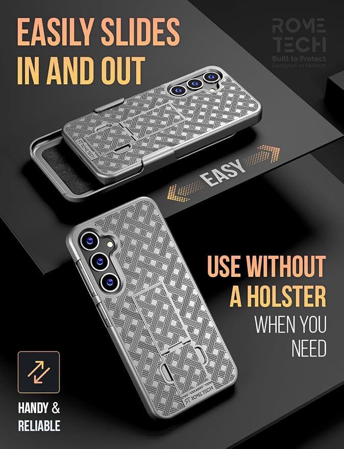 Designed for Samsung Galaxy S24 Case with Belt Clip Holster | Rugged Holster & Protective Phone Case Combo with Anti-Slip Texture - Black