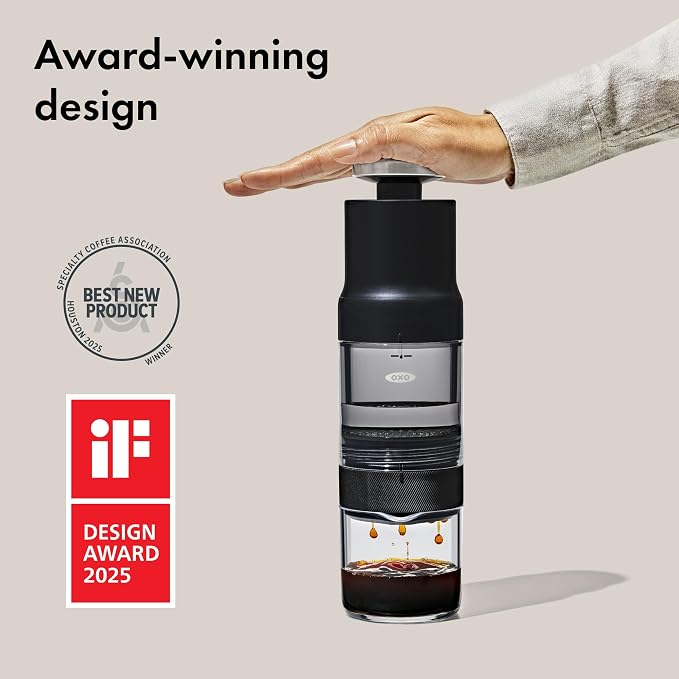 OXO Brew Portable Rapid Coffee Brewer | Reusable Filter, Small, Quick Brew in 5 Minutes or Less, Easy-Clean Carafe, Hot or Cold