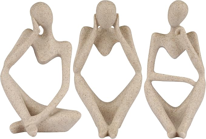 Sandstone Resin Thinker Style Abstract Sculpture Statue Collectible Figurines Home Office Bookshelf Desktop Decor