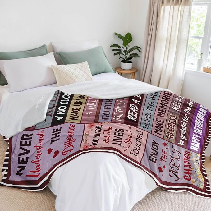 Retirement Gift for Woman or Men, Retirement Blanket for Women 60"X80" | Happy Retirement Party Decorations, Happy Retirement Gifts for Women Mom Teacher Nurse Coworker Retirees- Retirement Blanket
