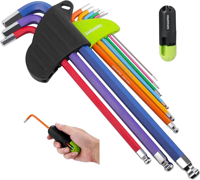 Allen Wrenches Sets, Metric Allen Wrench Set with Ball End, 9pcs (1.5mm-10mm) Long Arm Hex Key Set with T Handle for Bicycle and Home Repair