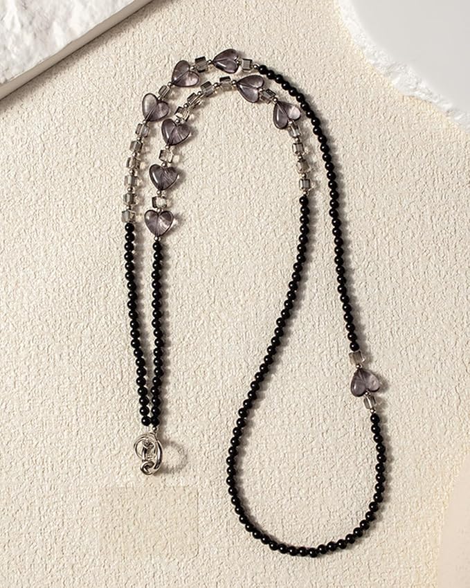 Phone Chain Crossbody Pearl Strap,Pearl Beaded Chain Shoulder Crossbody Lanyard with Phone Tether Patches Compatible with Most Phones Bag Purse