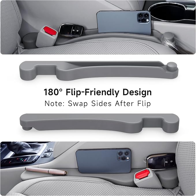 Givifive Car Seat Gap Filler Set of 2, 3IN1 Seat Side Gap Filler Plug with Storage Slot & Hook Function, Soft Foam Universal Fit Car SUV Truck Fill Gap Between Seats Console Organizer���Narrown Gray���
