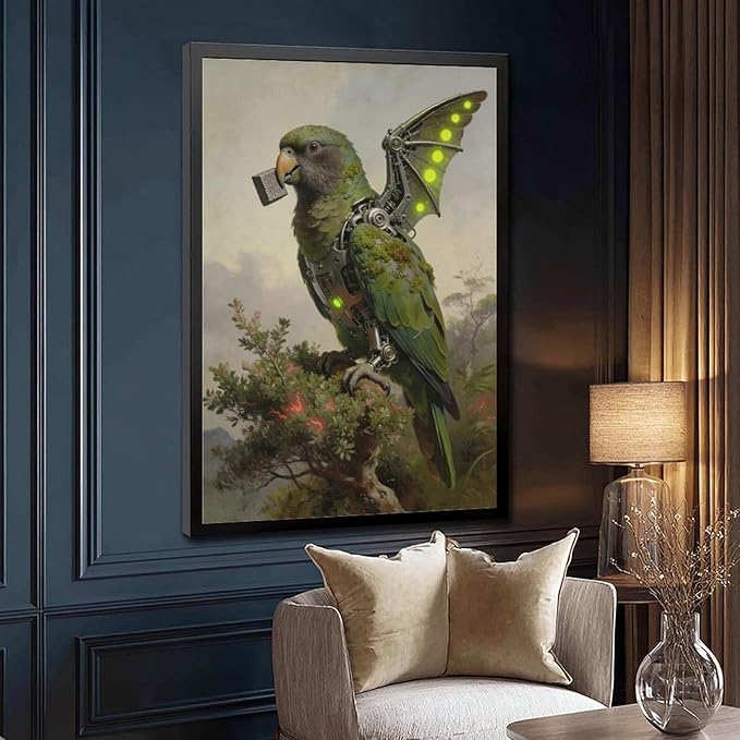 Framed Mechanical Fantasy Wall Art for Modern Living Room Industrial Sci Fi Decor Statement Piece 08x12in