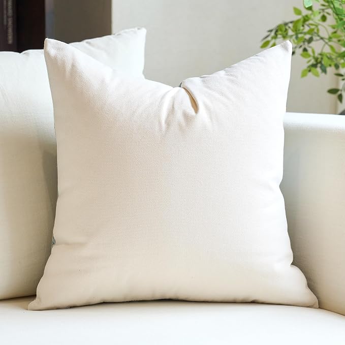 Neutral Floral Pillow Cover 18x18, Vintage Linen Square Pillow Cover Soft Decorative Farmhouse Accent Pillow Cases for Couch Bedroom Living Room Home Decor, Green