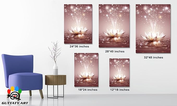 Zen Lotus Floral Pictures Wall Art, Water Lily Bloom Picture, Lotus Flower Canvas Art Print, Calm Relax Poster, Spiritual Zen Flower Print for Zen Office Decor Meditation Poster32x48 inch