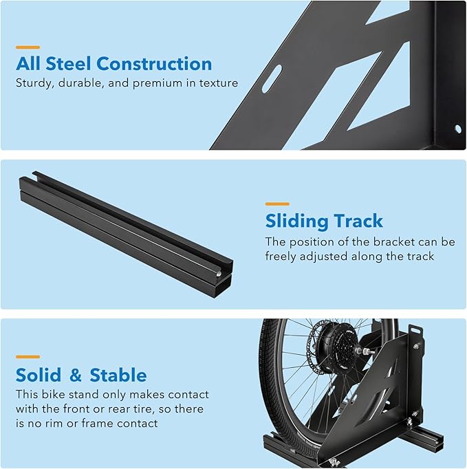 Heavy Duty Motorcycle & Bike Wheel Chock Stand, Adjustable Range for 1" to 4.3" Width Tires, Dual-Use Parking Rack for Garage Storage Pickup Truck Fit for Most Tire Size 16"-29" Wheels