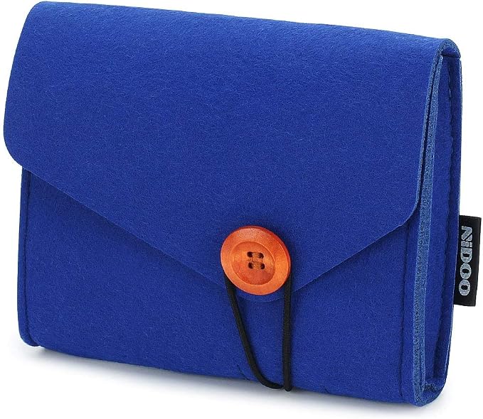 NIDOO Portable Felt Storage Bag, Electronics Accessories Protective Case Pouch for MacBook Power Adapter, Mouse, Cellphone, Cables, SSD, HDD, Power Bank, Portable External Hard Drive, Blue