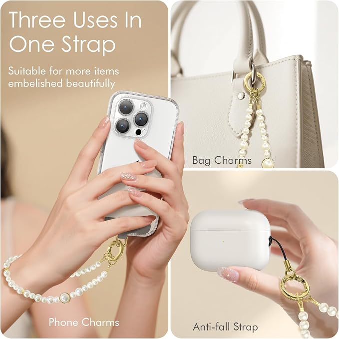 SURPHY Phone Charm, Handmade Beaded Phone Wrist Strap with Tether Tab | Phone Charm Strap, Phone Chain with Premium Metal Buckle, Wrist Strap Fits Cellphone Cases, Wallets, Bags, Keys