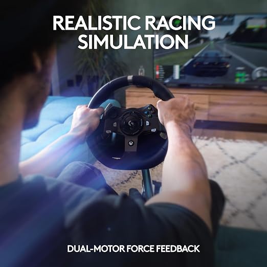Logitech G920 Racing Wheel and Pedals for Xbox X|S/Xbox One/PC | Real force feedback, stainless steel paddle shifters, leather steering wheel cover, for Xbox Series X|S, PC, Mac
