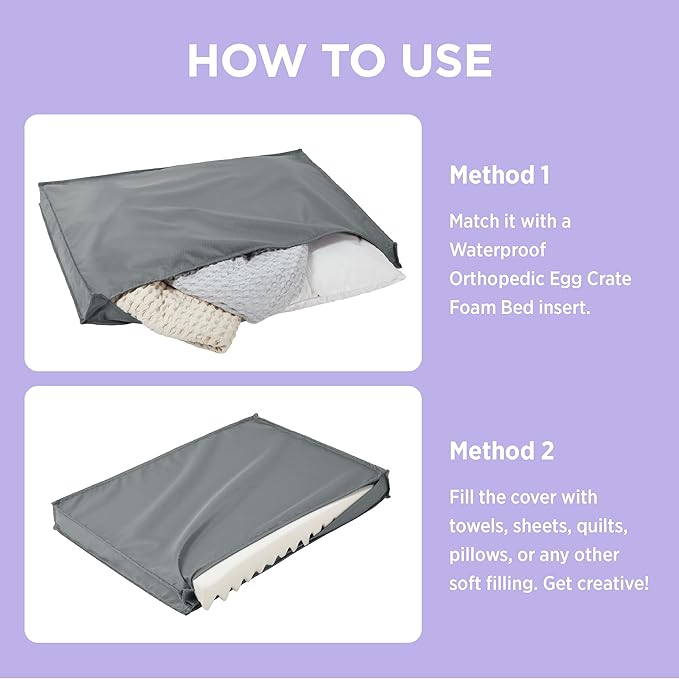 LE SURE Waterproof Dog Bed Cover Replacement Washable - XL Size for Pet Mat 44x32x3 Inches, Grey
