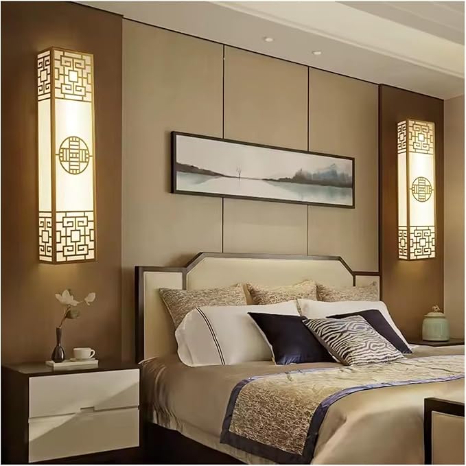 Chinese Style Bedroom Wall Lamp Strip Shaped Zen Background Wall Bedside Lamp Living Room Hallway Stairs Hotel Lighting