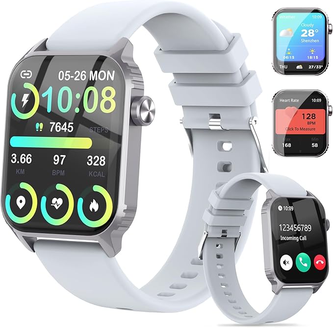 TRAUSI Smart Watch for Men, 120 Sports Modes Smartwatch with 1.83" HD, Heart Rate/Sleep Monitor, Bluetooth Call/Music Control, IP67 Waterproof/Alexa Built-in Fitness Watch for iPhone/Android (Gray)