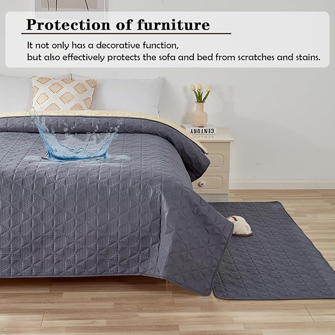 Waterproof Dog Bed Cover Pet Blanket, Soft Pet Couch Covers for Sofa Washable, Bed Couch Sofa Furniture Protector for Puppy Cat Kids (Grey,170 * 210 CM)