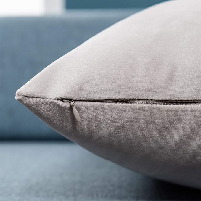 12x20 Lumbar Throw Pillow Covers Set of 2 for Couch Bed Sofa,Champagne | Decorative Soft Velvet Cushion Covers with Invisible Zipper for Living Room Bedroom Home Decor