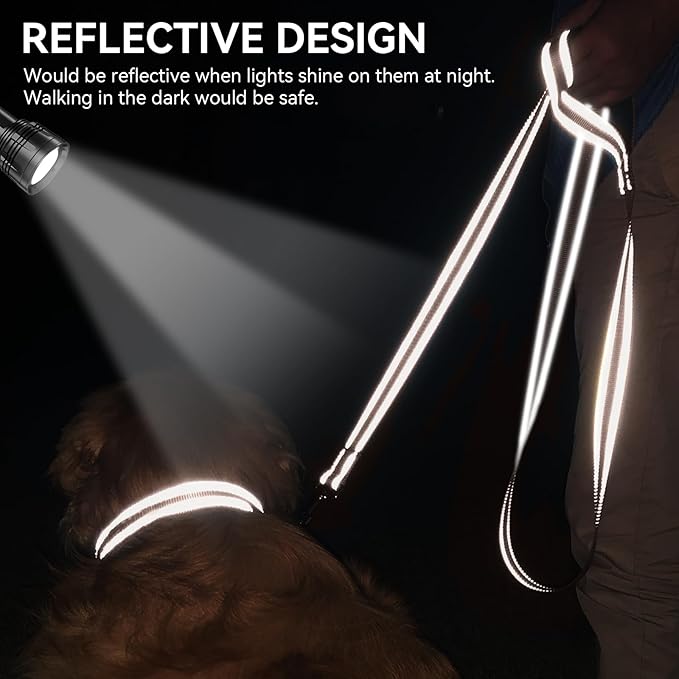 Joytale Double-Sided Reflective Dog Leash, 6 FT/5 FT/4 FT, Padded Handle Nylon Heavy Duty Leashes for Medium & Large Dogs Walking, Brown, 6FT