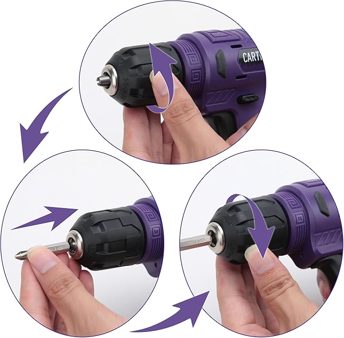 CARTMAN 150 Piece Tool Set, Tool Set with 8V Purple Cordless Drill Set, Home Tool Kit