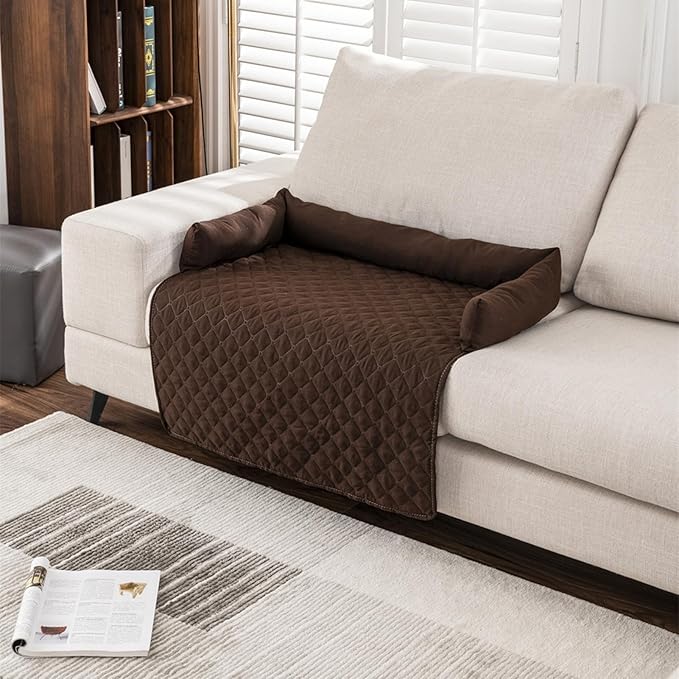 Dog Bed Cover & Couch Protector - Anti-Slip & Waterproof Pet Pad, Cozy Nest for Dogs, Ideal for Sofa, Bed & Car Seat Cushion - Furniture Protector Coffee S