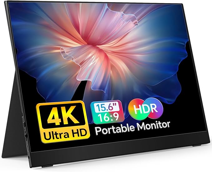 MNN 4K Portable Monitor 15.6" 3840x2160 UHD USB-C HDMI Laptop Monitor, 100% Adobe RGB IPS Computer Gaming Display HDR w/Speakers & Smart Cover,for Laptop Xbox PS5 Switch PC Phone | 15.6" 4K UHD IPS 100% Adobe RGB HDR, USB-C/HDMI, speakers+smart cover, ...