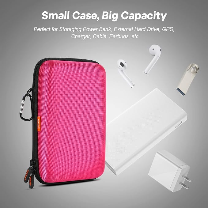 Electronics Tech Organizer Portable Travel Case - Hard Shell Protective Carrying Case for External Hard Drive, Phone Charger, Power Bank, Small Gadgets Storage Pouch Bag