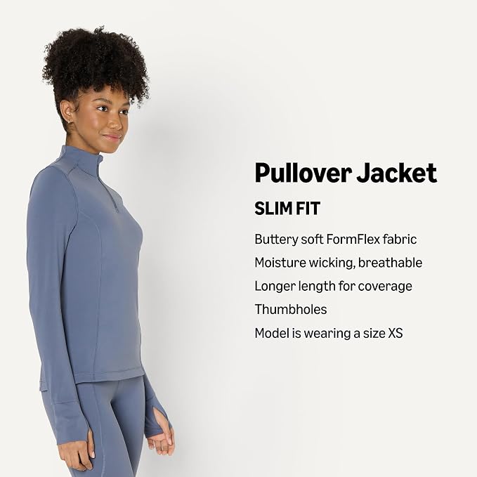 Amazon Essentials Women's Active FormFlex Buttery Soft Slim Fit Quarter Zip Long Sleeve Pullover Jacket