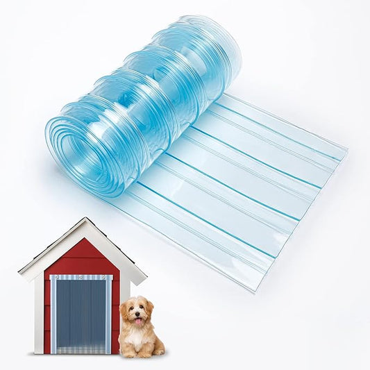 9.8in x 4.9ft Door Replacement Flaps for Dog House - Easy to Cut & Install Transparent Vinyl Strip for Doggie/Doggy/Cat Entry Door