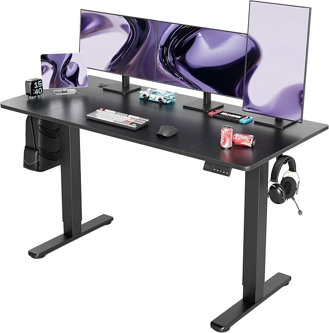 YDN 63 x 24 Inch Black Electric Standing Desk | Adjustable Height, Sit Stand, Cable Management, Ergonomic, Home Office
