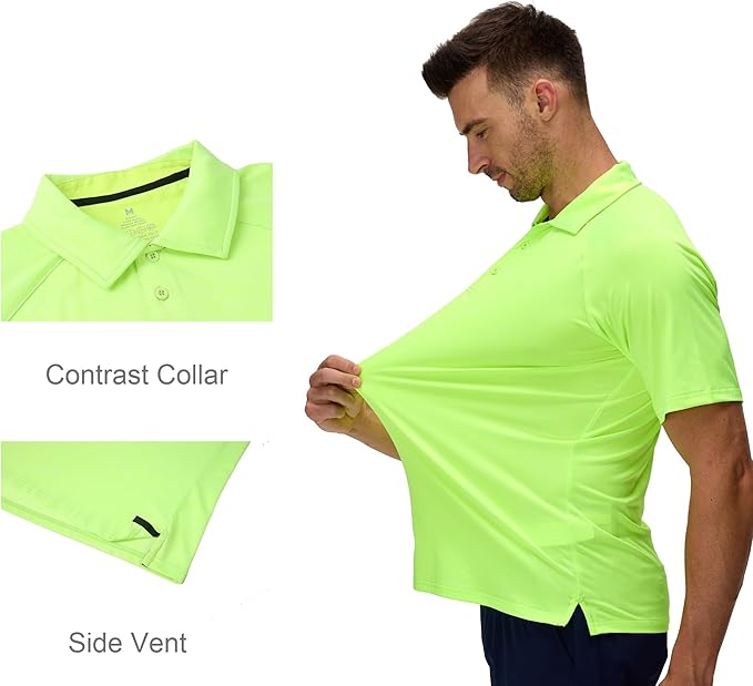 Alex Vando Mens Golf Shirt Moisture Wicking Quick-Dry Short Sleeve Casual Polo Shirts for Men