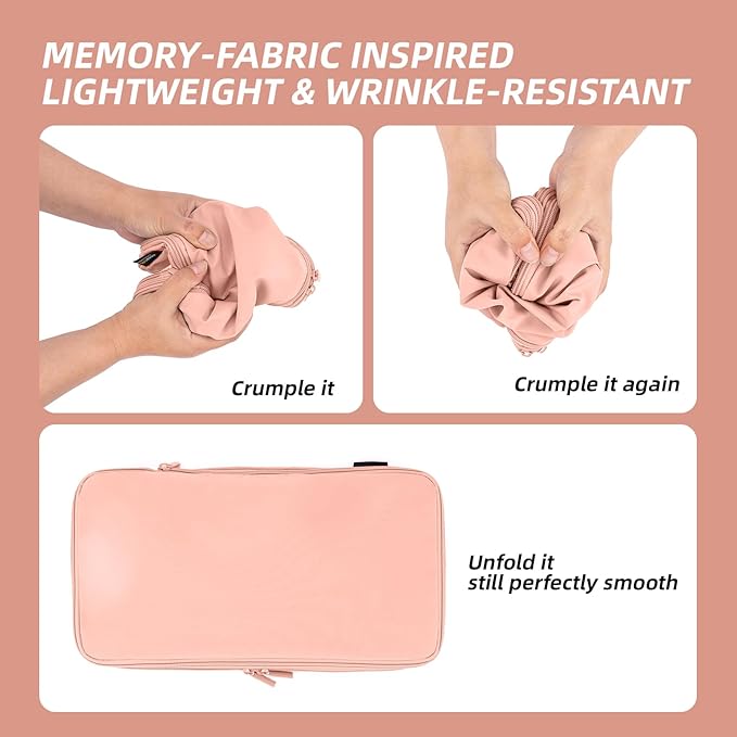 4 Piece Compression Packing Cubes for Suitcases and Backpack, Lightweight Travel Organizer Bags (Dusty Pink)