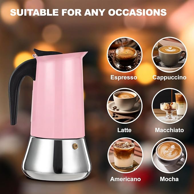 12 Cup Stovetop Espresso Maker Stainless Steel Moka Pot Stove Top Percolator Italian Coffee Makers Capable Mocha Greca Machine Cafe Classic Induction Cookers for Home and Camping 600ml 20oz