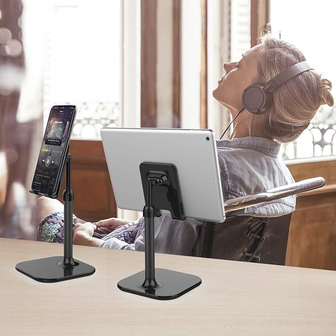 Doboli Cell Phone Stand, Phone Stand for Desk, Phone Holder Stand Compatible with iPhone and All Mobile Phones Tablet, Gifts for Adults Women Men Mom Wife, Black