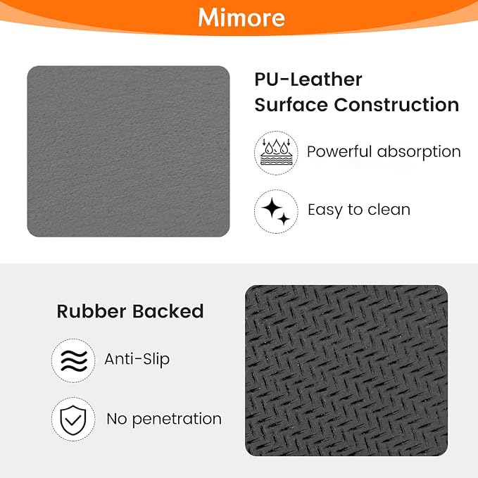 Mimore Coffee Mat - 16x24 Inch Coffee Bar Mat for Countertop - Absorbent, Hides Stains, Rubber Backed - CoffeeBar Accessories Dish Drying Mat Fit Under CoffeeMaker Espresso Machine