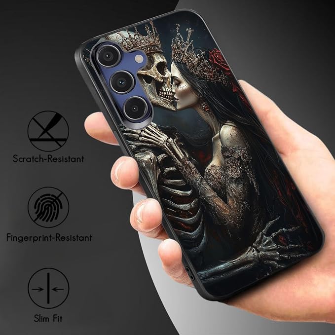 Designed for Galaxy S25 FE Phone Case,Slim Silicone Shockproof Protective Case for Galaxy S25 FE 6.7 inch,Skeleton Couple Love Scene