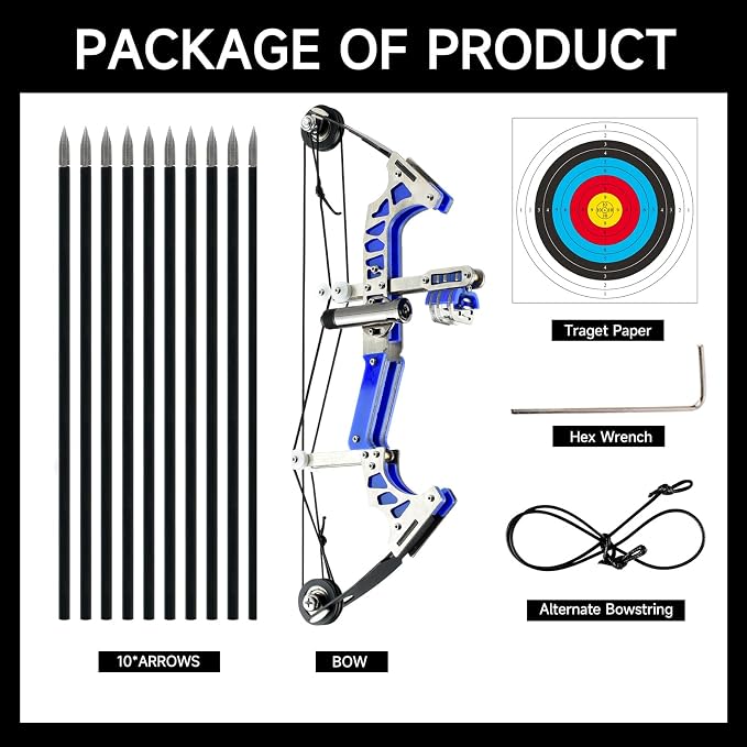 Archery Bow Set Left and Right Hand Compound Bow Hunting Bow Metal Material Catapult RH/LH for Practice Archery