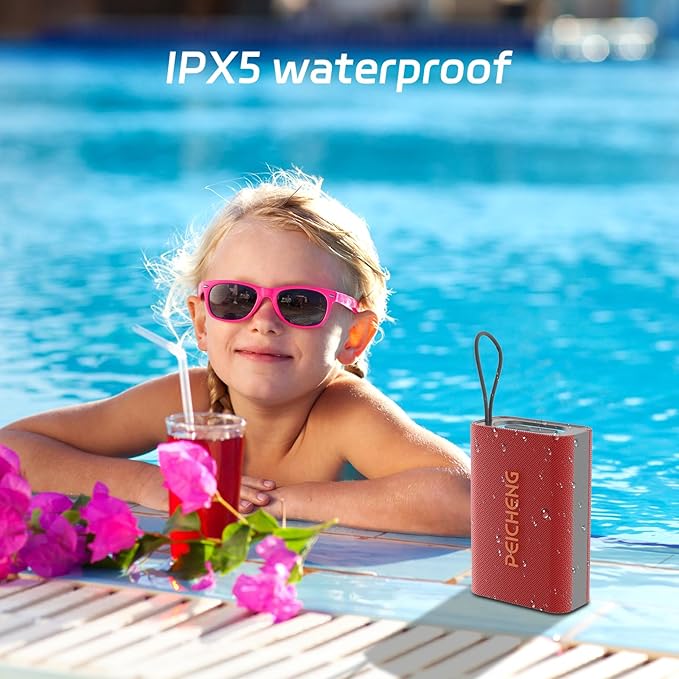 PEICHENG Speaker, Portable Wireless Bluetooth Speakers, Waterproof Loud Stereo Sound with RGB Lights TWS Long Playtime for Home/Party/Outdoor, Electronic Gadgets(1PCS, Red)