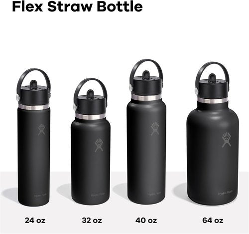Hydro Flask Water Bottle - Insulated Stainless Steel - 24 Oz Harbor Blue, Wide Straw Lid, Leakproof