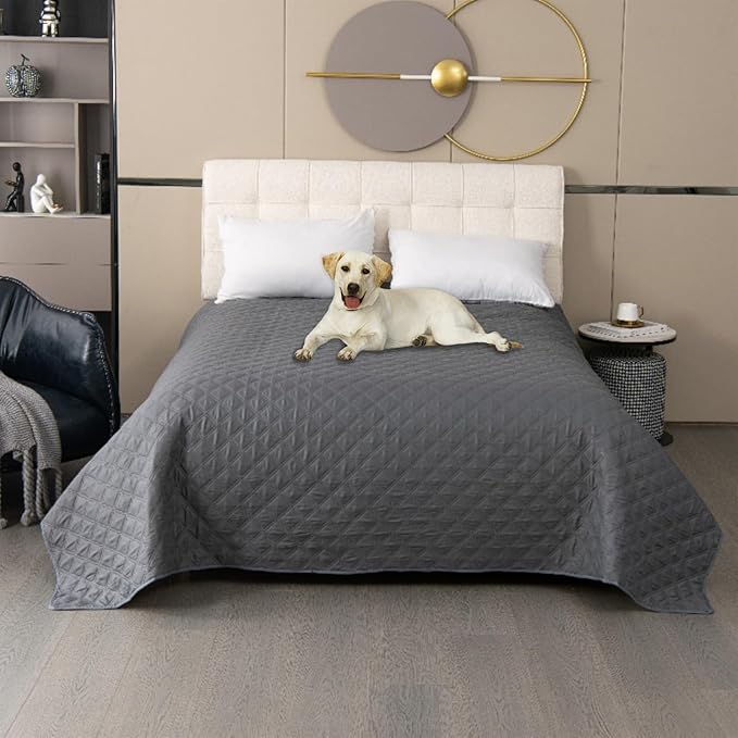 GIBZ Waterproof Dog Bed Cover Anti Slip Pet Furniture Protector Blanket Washable Thick Quilted Mat, Grey, 50.8x76.2cm