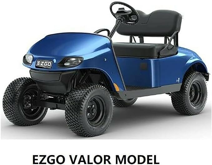 Huskey 2PCS Golf Cart Front Seat Covers for for EZGO Freedom TXT 2014+, Valor Custom Two-Tone Black/Blue Diamond Stitching with Blue Piping, Marine Grade Vinyl, Staple on Design