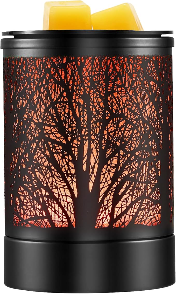 Fragrance Wax Melts Warmer with 7 Colors LED Changing Light Classic Black Forest Design Scent Oil Candle Warmer for Home Black Forest