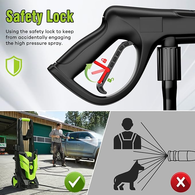 LWQ Pressure Washer, Portable Power Washer, 4 Quick Connect Nozzles, High Pressure Cleaning Machine for Car Fence Driveway Patio Washing and More